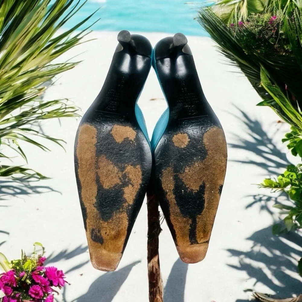 Icon Wearable Art Teal Green Mules Slides Shoes 8.5 - Picture 11 of 14